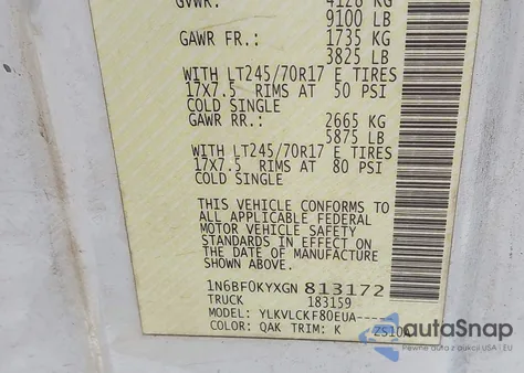 2020 Nissan Nv Cargo Nv2500 Hd Sv Standard Roof V6 from USA, damaged, VIN 1N6BF0KY1LN802135